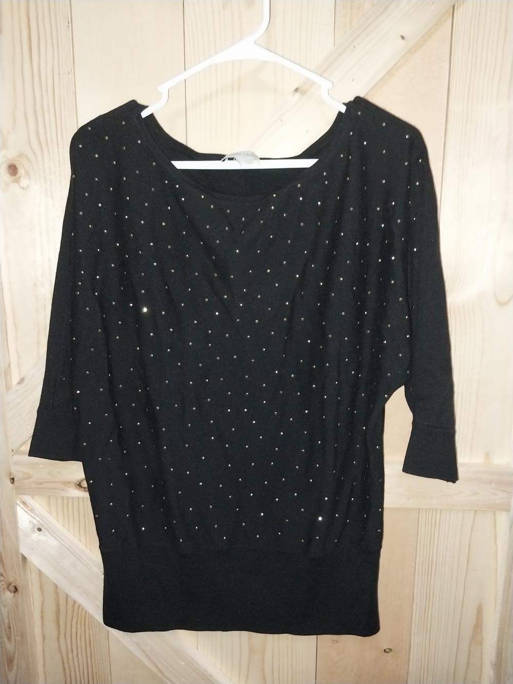 White House Black Market Black Sweater with Gold Stud Accents - Picture 1 of 4